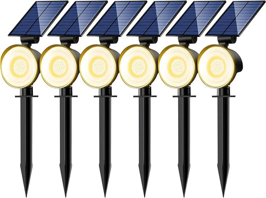 nipify Solar Spot Lights Outdoor Waterproof, Landscape Spotlights | Warm White, 6 Pack/53 LED/3 Modes, Adjustable Solar Panels, Auto On/Off, Uplights Lighting for Outside Tree Yard Flag Garden