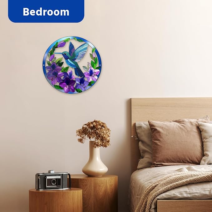 Metal Hummingbird Wall Art Decor- Outdoor Wall Art for Patio, Garden and Fence Decorations, Bird Wall Silhouette Indoor and Outdoor Hanging