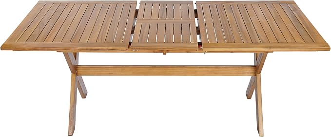 Christopher Knight Home Daron 7 Piece Acacia Wood Outdoor Dining Table Set for 6, Extendable Dining Table and 6 Patio Chairs, Slatted Wooden Outdoor Patio Furniture Set for Garden/Backyard, Teak