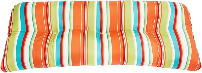 BrylaneHome Bh Performance Fabric Tufted Wicker Settee Cushion - Covert Breeze