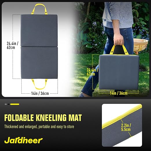 Jardineer Kneeling Pad for Gardening & Extra Thick Knee Pad – Soft Foam Knee Cushion with Waterproof Cover – Large 24x13 Inch Garden Kneeler Mat for Weeding, Exercise, Floor Work