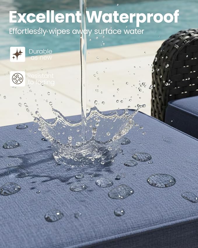 7 Pieces Outdoor Furniture Set with 6-inch Cushions, High Back Wicker Swivel Rocker Chairs with Coffee Table, Luxury Conversation Set for Deck Patio and Poolside