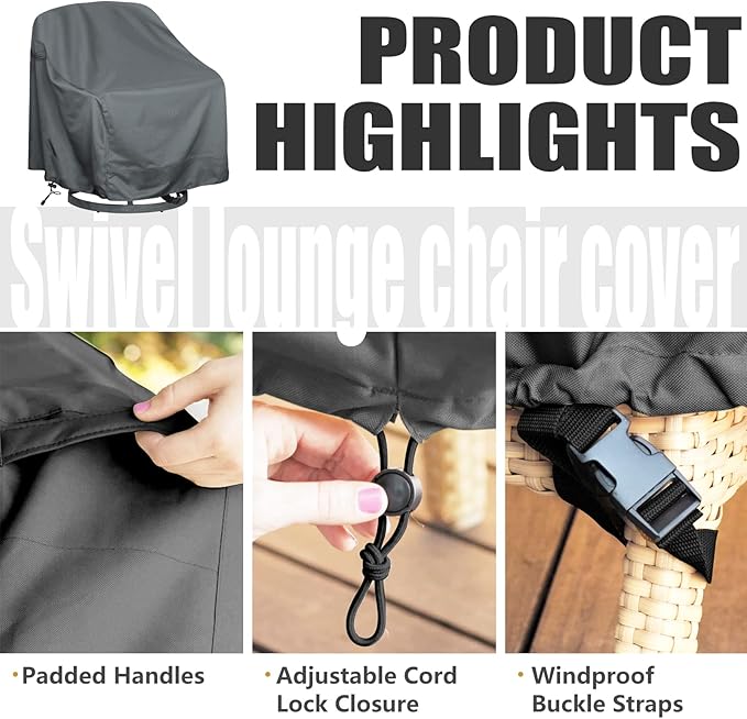 Outdoor Swivel Lounge Chair Cover 2 Pack,Waterproof Heavy Duty Outdoor Chair Covers, (30" W X 34" D X 38.5" H) Patio Furniture Cover for Swivel Patio Lounge Chair