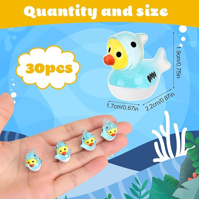 30 Pcs Luminous Shark Ducks, Mini Shark Resin Ducks Bulk | Glow in The Dark Toy Figurines for Birthday Party Favors Landscape Aquarium Decor (Glowing Duck)
