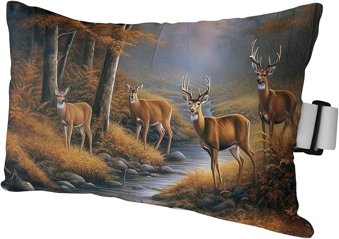 Outdoor Pillows Covers with Inserts Deers Stream in Forest Painting Waterproof Recliner Pillow with Adjustable Strap Throw Pillows for Patio Furniture Pool Lounge Chair, 11x16 inch, 1PCS