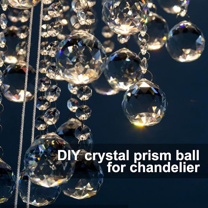 Merrynine 30mm/1.18" 20pcs Crystal Prism Suncatcher for Windows Hanging, Clear Glass Crystal Sun Catcher Beads for Pendants Maker, Crystal Balls for Indoor Window, Feng Shui, Women Girl Gifts