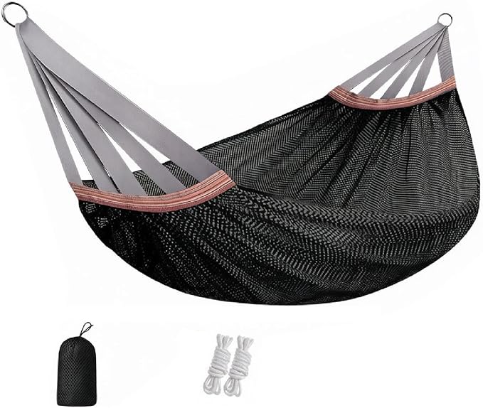 Double Hammock for Camping Outdoor Portable Mesh Swing Chair | Breathable Fabric, Anti Roll Design, Extra Thick Weave, Stable Support, Easy Setup, Space Saving Storage