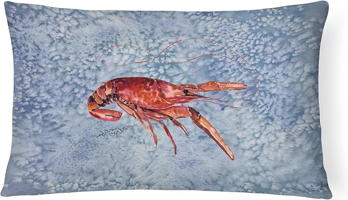 Caroline's Treasures 8231PW1216 Crawfish Canvas Fabric Decorative Pillow Machine Washable, Indoor Outdoor Decorative Pillow for Couch, Bed or Patio, 12HX16W