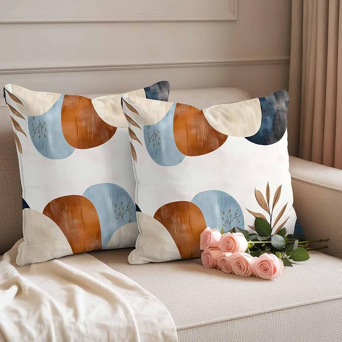 Bohemian Nordic Outdoor Waterproof Throw Pillow Covers Set of 2, 26"x26", Simple Colorful Abstract Leaves Decorative Pillow Covers Outside Cushion Case for Patio Porch Garden