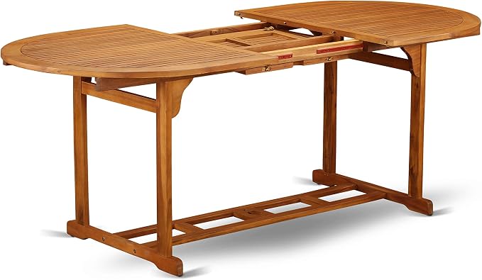East West Furniture BSDK5CWNA 5 Piece Patio Dining Set Includes an Oval Outdoor Acacia Wood Table and 4 Folding Side Chairs, 36x79 Inch, Natural Oil