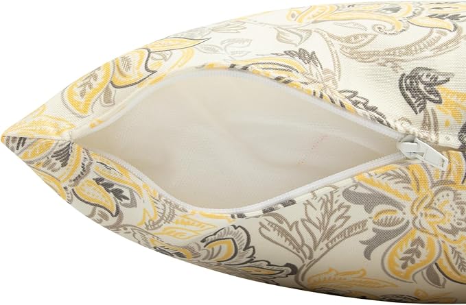FUNHOME Outdoor Throw Pillows 18x18 inch,Decorative Throw Pillow with Insert Set of 2,Water Resistant Pillow for Patio Furniture Sofa Couch Chair(Yellow Flower)