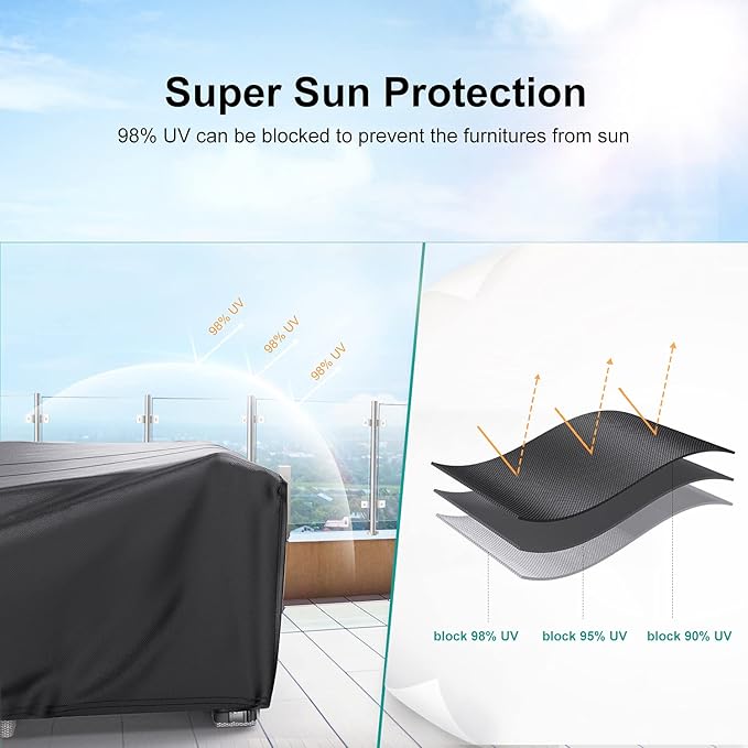 Patio Furniture Covers, Heavy Duty Outdoor Furniture Cover Waterproof, Sectional Sofa Set Covers Table and Chair Set Cover 108" L × 82" W × 28" H
