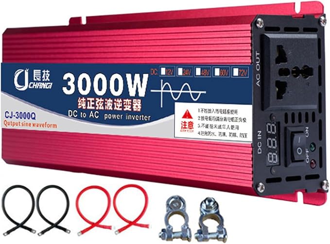 Upgraded high Power 6000W 8000W 10000W 12000W 16000W Pure Sine Wave Power Inverter 12V 24V 48V DC to 110V 220V AC Converter with LED Display for Car/RV Home Solar System(3000W,48vto220V)