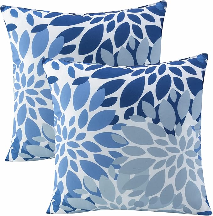 Outdoor Pillows, Pack of 2 Waterproof Decorative Throw Pillows with Inserts, 18"x18" Square Pillows for Couch, Sofa and Patio Furniture