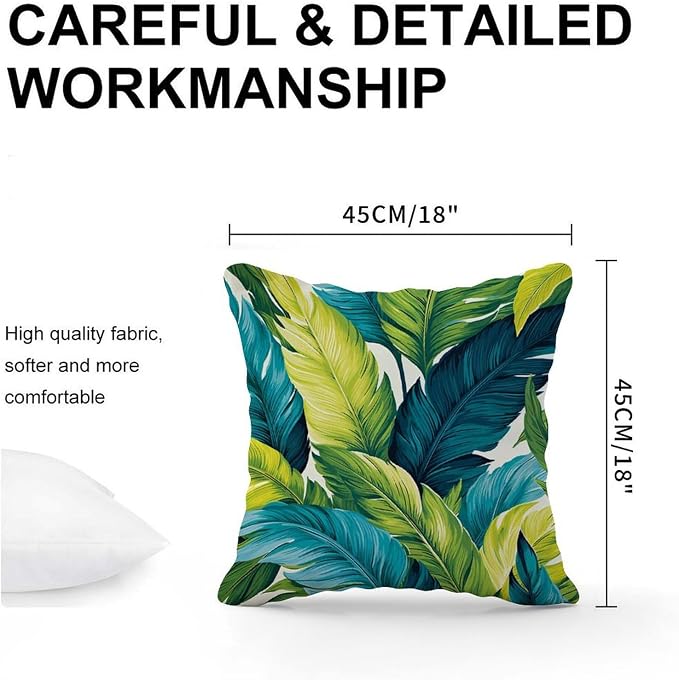 Throw Pillow Covers Turquoise Lime Green Pillows Farmhouse Teal Blue Aqua Tropical Pillow Cover Accent Modern Decorative Pillow Covers for Couch Tent Park 18x18 in