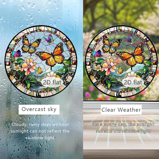 8 Inch Sun Catchers Indoor Window, Acrylic Rainbow Suncatcher Window Hanging Decoration for Living Room Bedroom Summer Home Balcony Ornaments Decoration (207 Butterfly)