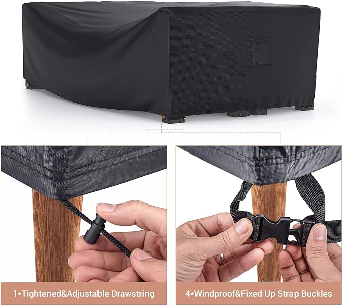Patio Furniture Set Cover Waterproof, Mrrihand Outdoor Sectional Sofa Set Cover Heavy Duty 600D Table and Chair Set Cover 74" L×47" W×28" H