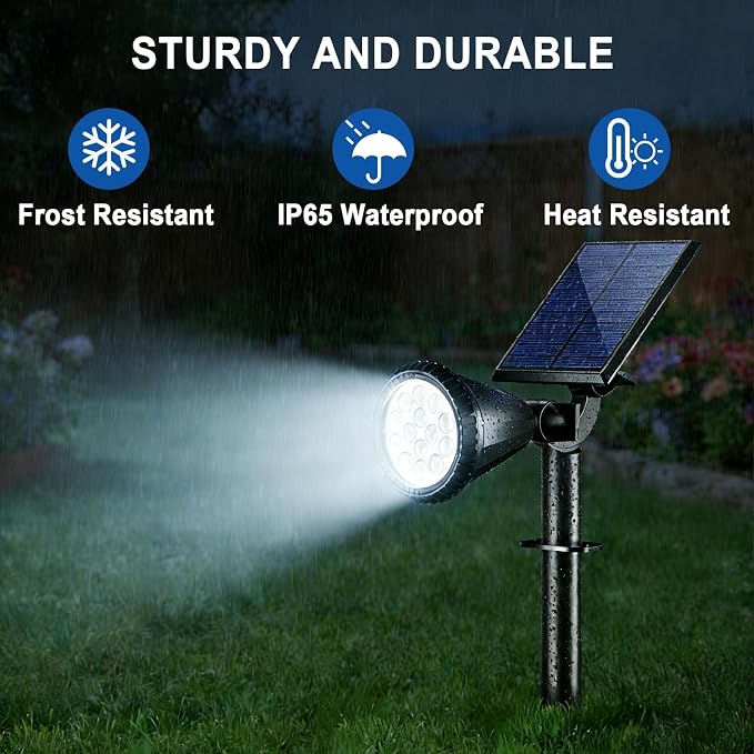 Solar Spot Lights Outdoor Waterproof IP65, Flag Landscape Spotlights | 6 Pack 4 Lighting Modes Solar Powered Spotlights Auto On/Off,Solar Garden Yard Pathway Wall Uplights for Outside,Cool White