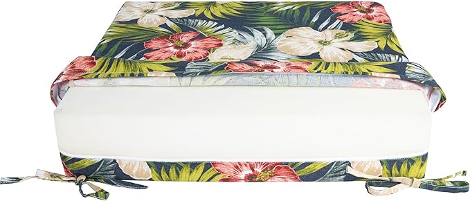 Magpie Fabrics Outdoor Cushion Cover Replacement 2 Pack, NO Insert! Water Repellent Slipcover with Ties Decor for Patio Garden Chair Sofa Bench Wicker(Midnight Floral, 24x22x4 Inch)