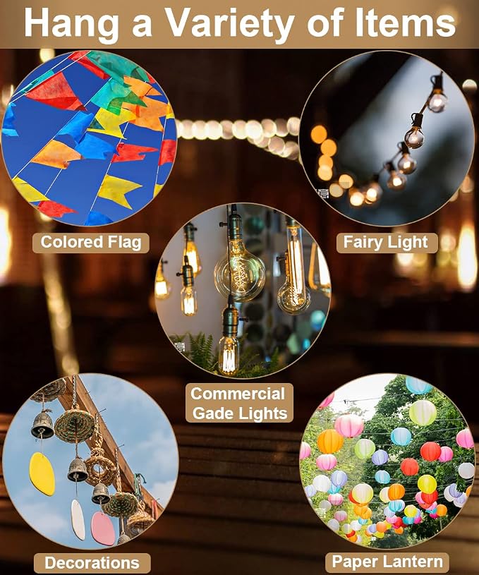 Queension 10FT Deck String Light Poles for Outdoor String Lights, 1pcs | for Garden, Backyard, Patio Lighting Stand for Parties, Bistro & Weddings