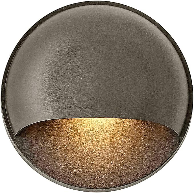 Hinkley Landscape Lighting Nuvi 15232BZ Round Low-Voltage LED Deck Sconce, Solid Vinyl Alloy, Dimmable, Mounts Flush on Surface, Bronze | Low Voltage, Vinyl Alloy, Integrated LED, Flush Mount Surface Light, Wiring Kit, ADA Compliant, Coastal Outdoor St...