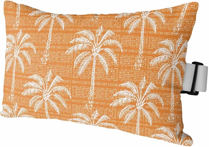Outdoor Pillow for Chaise Lounge Chair Orange Palm Tree Summer Headrest Pillow with Adjustable Elastic Strap Set of 1,12x20 inch, Tropical Plant Retro Boho Waterproof Head Pillows for Patio Pool