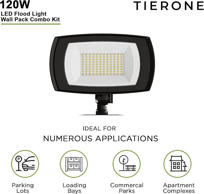 LED Outdoor Flood Light with Dusk to Dawn Photocell 120W Outdoor Security Light for Gardens Yards UL Listed 4000k Residential Full Cutoff Wall Pack 180° Adjustable Knuckle 8400LM Dark Bronze 1Pack