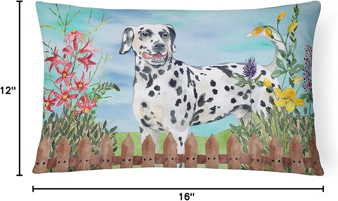 Caroline's Treasures CK1215PW1216 Dalmatian Spring Canvas Fabric Decorative Pillow Machine Washable, Indoor Outdoor Decorative Pillow for Couch, Bed or Patio, 12HX16W