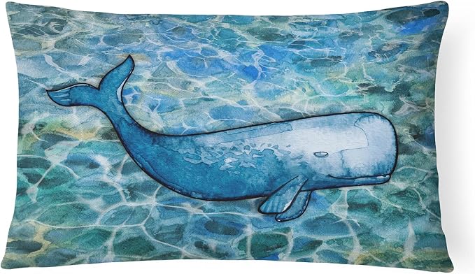 Caroline's Treasures BB5354PW1216 Sperm Whale Cachalot Canvas Fabric Decorative Pillow Machine Washable, Indoor Outdoor Decorative Pillow for Couch, Bed or Patio, 12HX16W