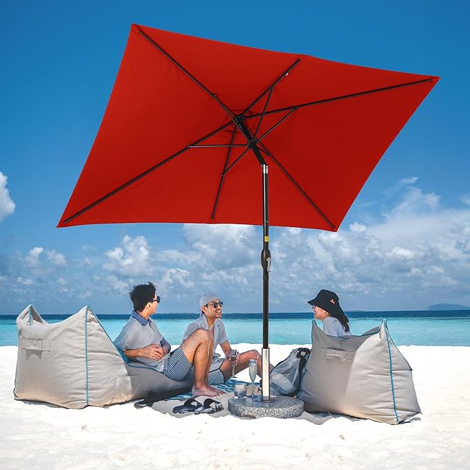 Wisteria Lane 6.5' x 10' Patio Umbrella, Rectangular Patio Umbrella, Metal Pole Square Outdoor Umbrella with Crank and Push Button Tilt, Large Outdoor Umbrella with Polyester Canopy
