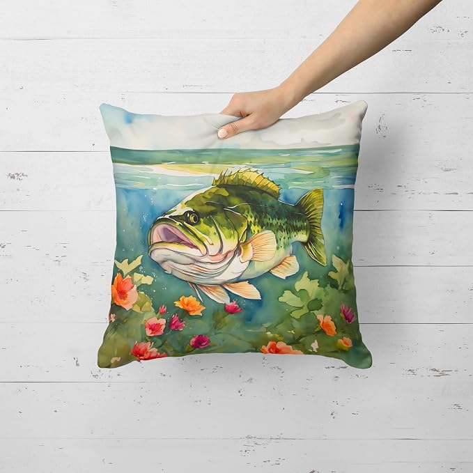 Caroline's Treasures Largemouth Bass Throw Pillow Machine Washable, Indoor Outdoor Decorative Pillow for Couch, Bed or Patio, 18Hx18W