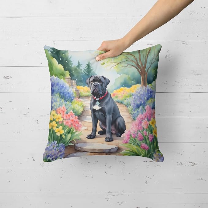 Caroline's Treasures Cane Corso Spring Path Throw Pillow Machine Washable, Indoor Outdoor Decorative Pillow for Couch, Bed or Patio, 18Hx18W