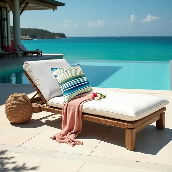 18x18 Waterproof Outdoor Pillows, Set of 2 Outdoor Throw Pillows | Patio Furniture Pillows, Fluffy Decorative Pillows, Waterproof &Fade Resistant, Removable & Washable, Stripe Blue Green