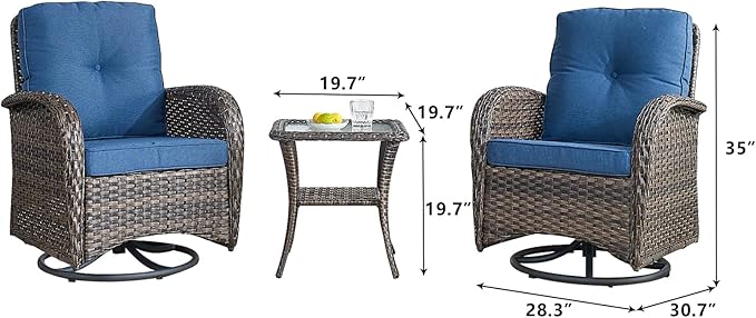 HUMMUH Patio Furniture 6-Piece PE Wicker Outdoor Conversation Set,All-Weather Rattan Swivel Chairs with Ottomans Glider Loveseat for Backyard,Poolside,Deck