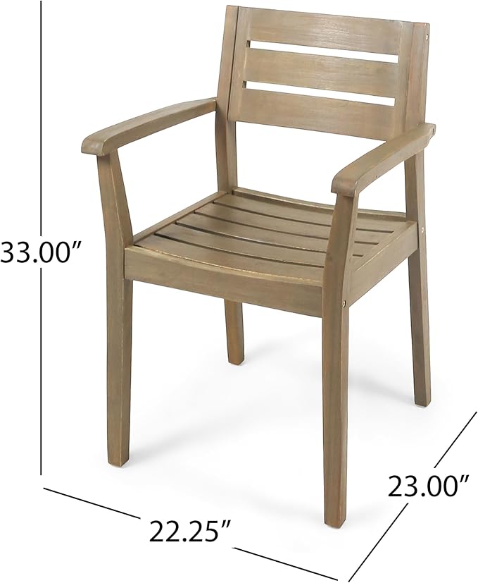 Christopher Knight Home Pag Outdoor 5 Piece Acacia Wood Dining Set with Round Table, Gray Finish