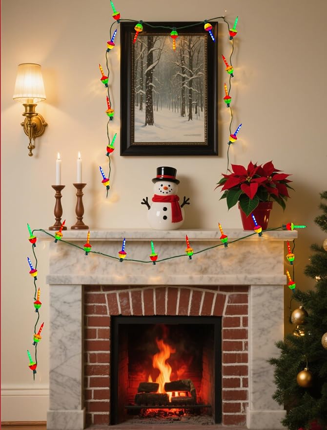 Christmas Multicolor Bubble Lights, 15.5Ft Christmas Decorations Lights with 16 Colored LED Bubble Light Bulbs, Vintage Hanging String Lights for Christmas Tree Patio Home Decor, C7/E12 Base, 0.6W