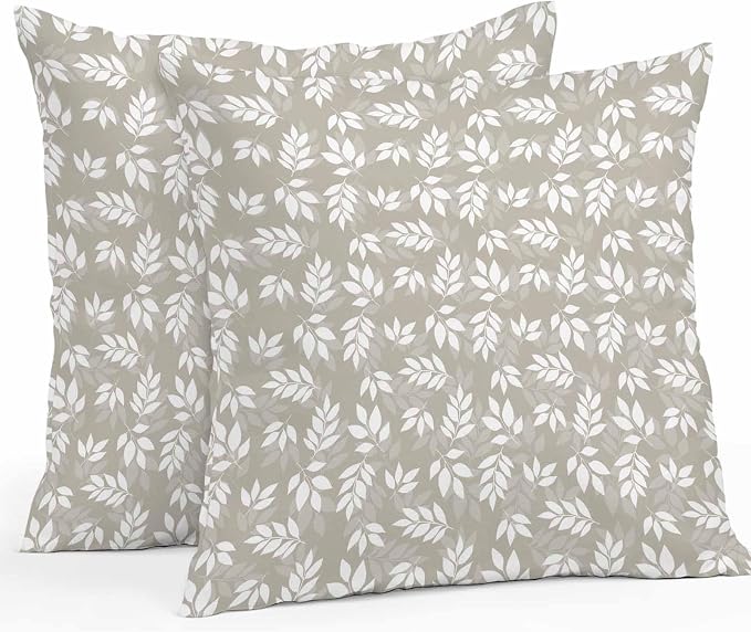 Brown Leaves Waterproof Outdoor Pillow Covers Set of 2 Home Decor, Country Pastoral Nature Plants Aesthetic Pillowcase Patio Pillow Covers for Couch Bench Furniture Garden 24x24in