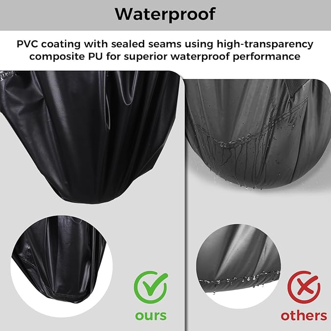 Dntorx 2 Pack Waterproof Patio Chair Covers, 37W x 40D x 30H Inches Durable Patio Furniture Covers with 1 Handbag for Lounge Deep Seat, Adjustable Waist Belt & Windproof & Breathable(Black)