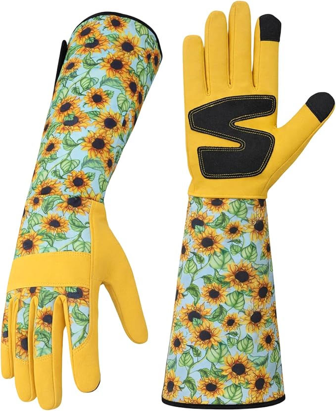 Sunflower Gardening Gloves Thorn Proof for Women Touchscreen Fingertips | Breathable Yard Work Glove