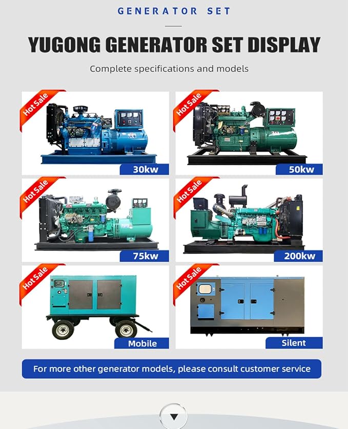 Heavy Duty Portable Generator Set for Marine and Home with High-Temperature Resistant Pure Copper Motor, 200KW Silent Electric Generator Set for Emergency, Construction and Outdoor Power Supply