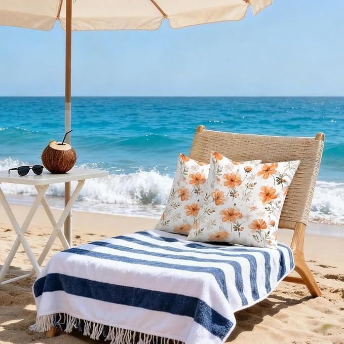 18x18 Inch Outdoor Pillow Covers Set of 2 Waterproof Throw Pillow Covers Decorative Couch Cushion Covers Floral Leaves Square Pillowcases Protectors for Patio Garden Sofa