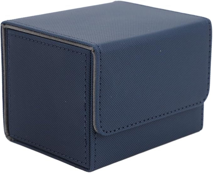 Zunate Card Deck Box with Magnetic Flap Lid, Large Capacity PU Leather Storage Box/Cover for Game Cards and Tarot Cards, Black, Holds Up to 100 (Blue)