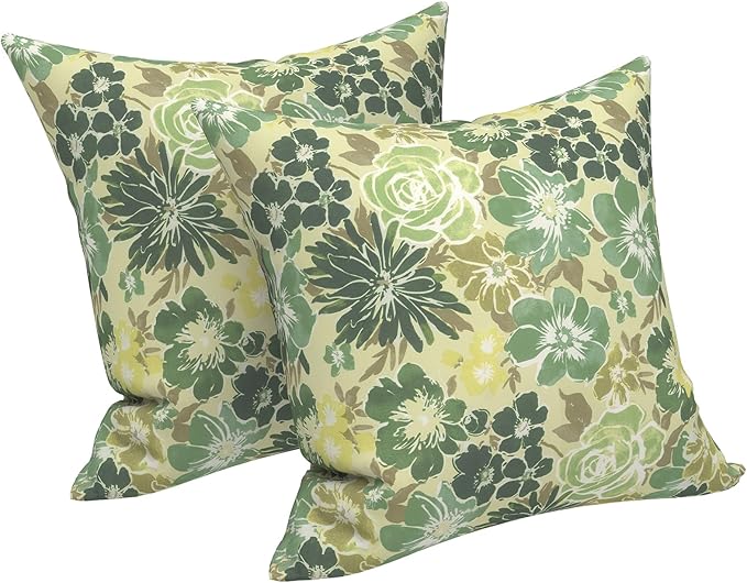 LVTXIII Outdoor Pillows 20x20 Inch, 2 Pack Large Decorative Square Throw Pillows with Inserts for Couch, Bed, Floor Seating, Patio Furniture, Green Rose