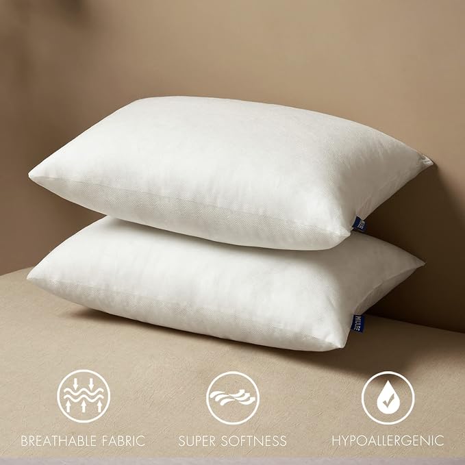 MIULEE Pack of 2 Decorative Outdoor Waterproof Pillow Covers White Bundle Set of 2 Pillow Inserts 12x20