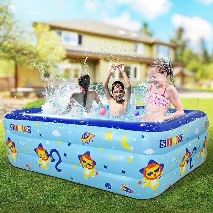 Seasons Inflatable Pool for Kids 70"x45"x20" PVC Thickened Swimming Pool for Summer Garden & Outdoor Backyard Water Parties