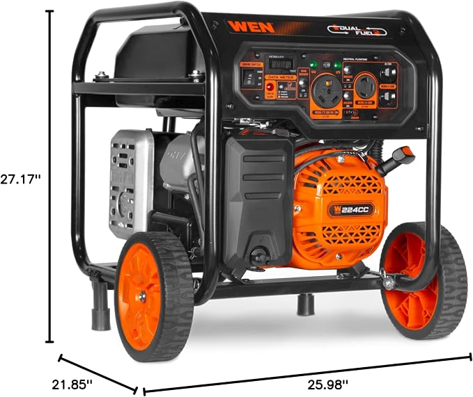 WEN 5,600-Watt Dual Fuel Portable Generator with Wheel Kit, Electric Start, and CO Watchdog (DF5600X)