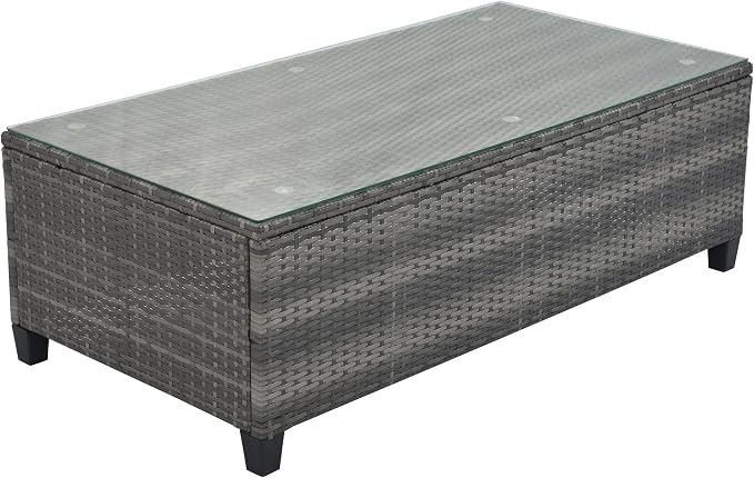 LUMISOL 8-Piece Outdoor Half-Moon Curved Sofa Set, Outdoor All-Weather Wicker Patio Conversation Set with Coffee Table and End Tables for Porch,Backyard, Gray