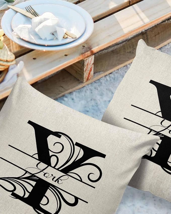 Personalized Gifts for Women/Men, Custom Pillow Case with Name Outdoor Waterproof Pillowcase, Letter Y Customized Pillow Cases for Patio, Monogram Words Customs Pillow Cover 18" x 18", 2 Pcs