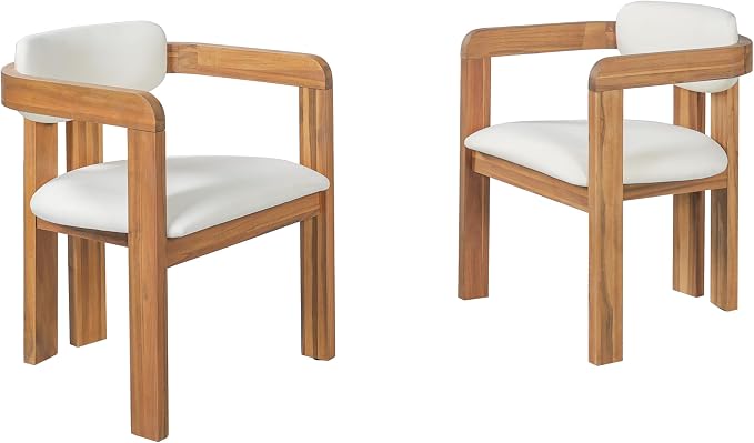 Christopher Knight Home Katy Modern 5 Piece Outdoor Dining Set, Round Dining Table Set for 4 with Chairs, Acacia Wood Patio Furniture Set with Barrel Chairs and Seat & Back Cushions, Beige+Brown