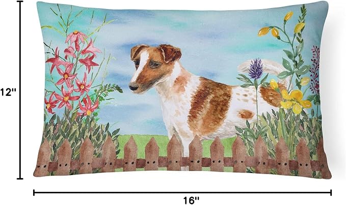 Caroline's Treasures CK1209PW1216 Smooth Fox Terrier Spring Canvas Fabric Decorative Pillow Machine Washable, Indoor Outdoor Decorative Pillow for Couch, Bed or Patio, 12HX16W